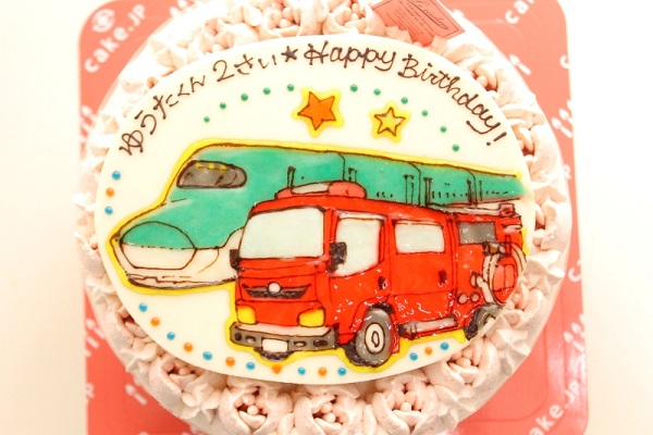 手描きのイラストが嬉しい☆お野菜畑のヨーグルトクリームケーキ（トマト）4号 12cm