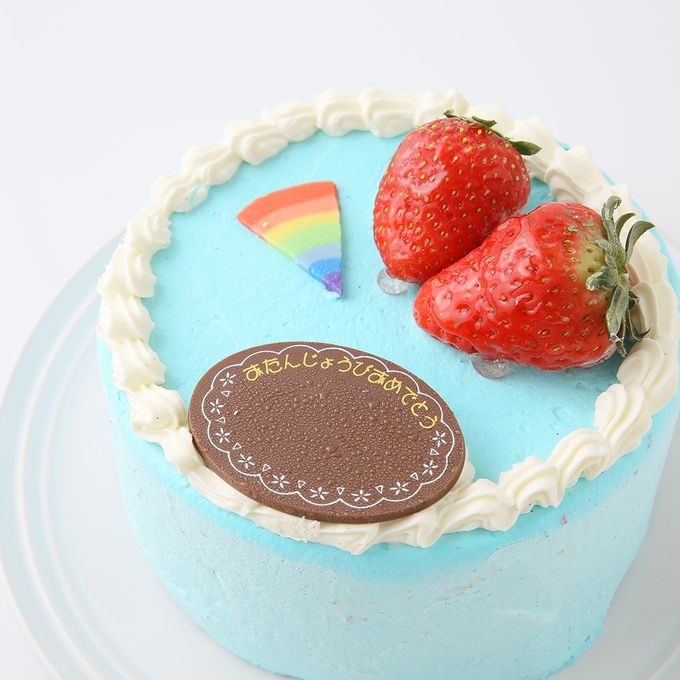 お空のような萌え断ケーキ♪ 水色クリームの6色レインボーケーキ 5号 2