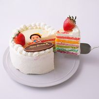 かわいいオーダー萌え断ケーキ♪ 写真レインボーケーキ 6号 18cm