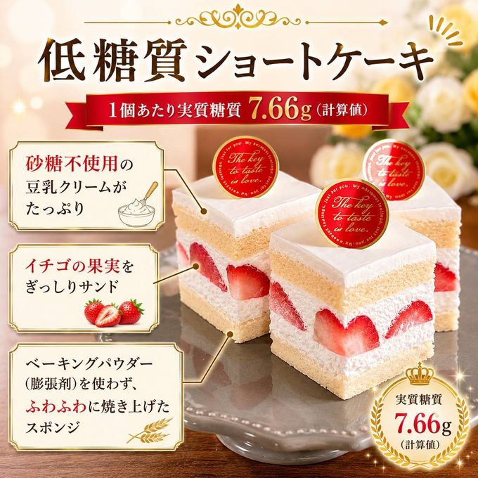《今だけお試し価格》【低糖質&ヴィーガン・グルテンフリー】ショートケーキ4個入り 2