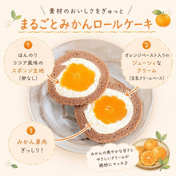 【卵・乳・小麦・ナッツ不使用】極太・まるごとみかんロールケーキ 4