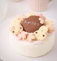 天然色素・国産小麦粉と安心食材☆季節のうさくまケーキ☆桜☆ 4号 12cm