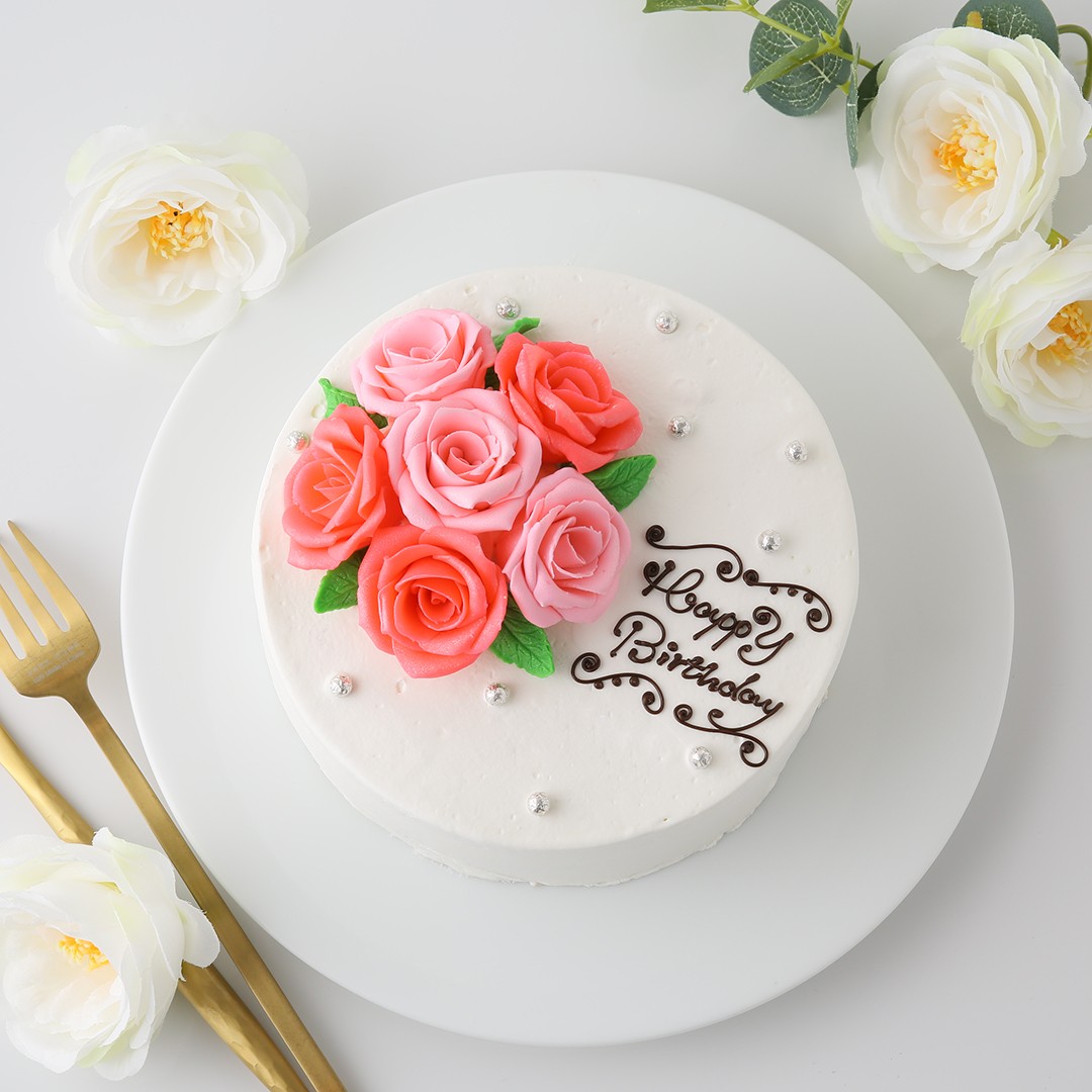 現品発送 推しケーキ 水色 薔薇 クレイケーキ フェイクスイーツ