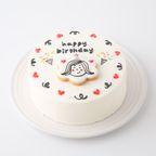 イラストクッキー クラッカー 韓国風センイルケーキ 生クリームデコレーション 5号 6