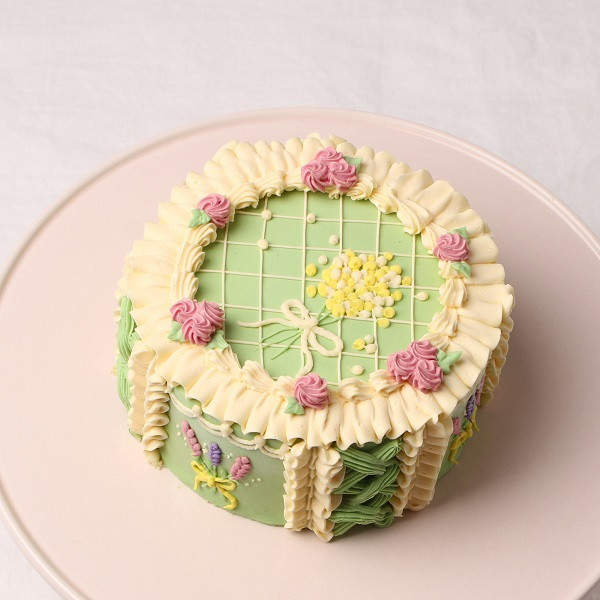6色カラバリ対応】レトロ花柄のバタークリームセンイルケーキ 6