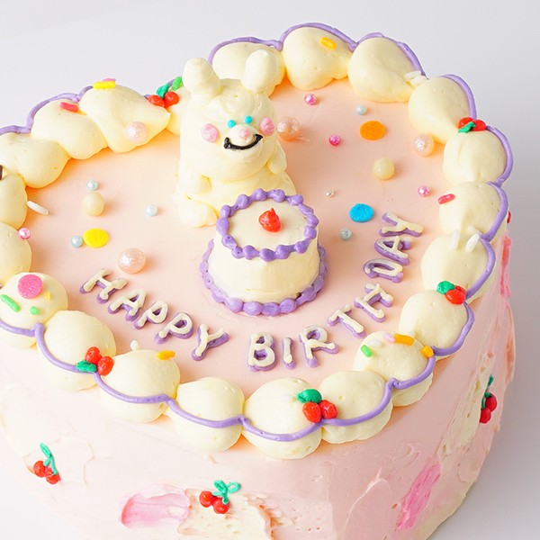 立体うさぎのハート型センイルケーキ 5号（iRene（アイリーン