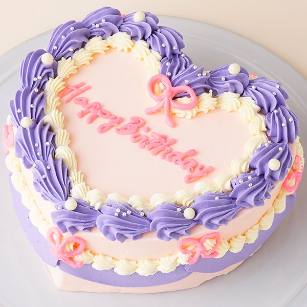 【プレートの色・文字自由】フェイクケーキ　/ ハート　ピンク　誕生日　センイル