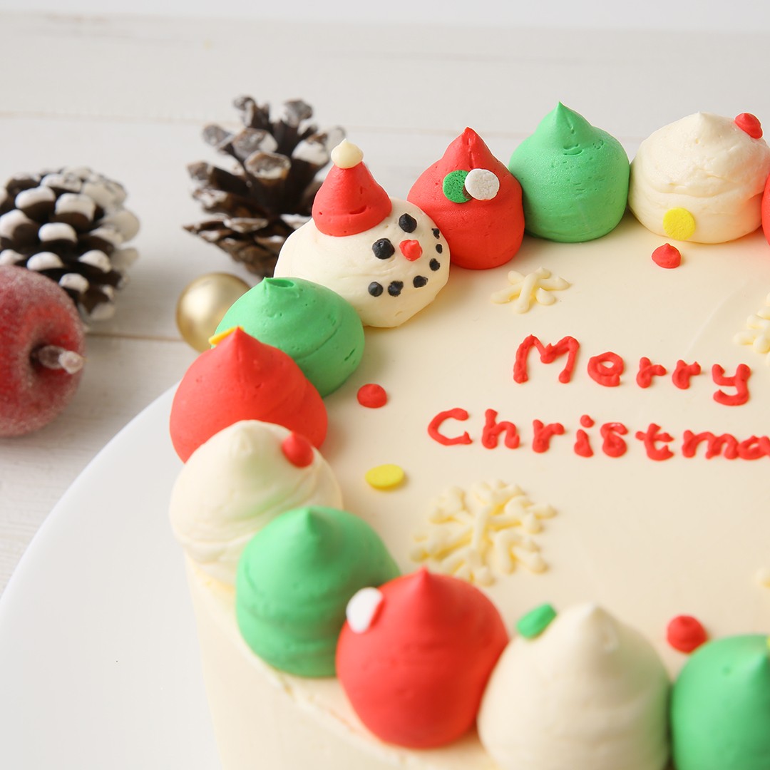 韓国風ぶらさがりスノーマンのクリームデコレーション 4号