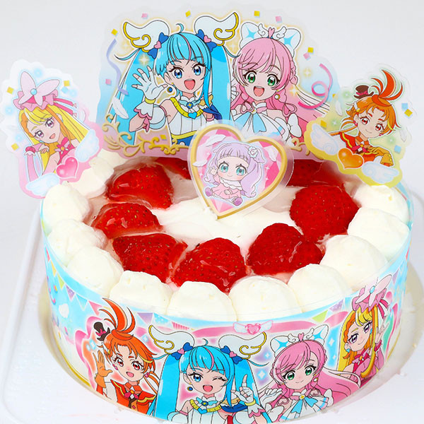 乳製品・小麦粉除去可能 ひろがるスカイ！プリキュア 生デコレーションケーキ 5号 15cm（キャラメリーゼ） | Cake.jp