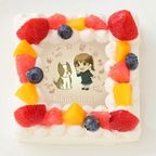【りくChannel】四角型写真ケーキ 4号 12cm 1