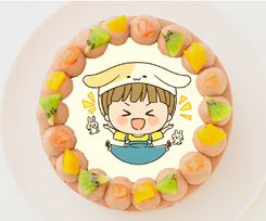 【かっちゃん】丸型写真チョコレートケーキ 3号 9cm