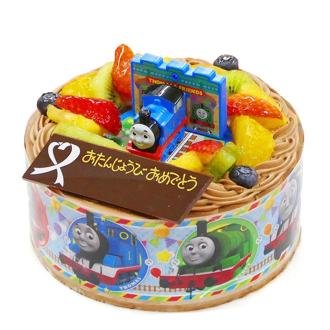 キャラデコお祝いケーキきかんしゃトーマス 生チョコクリームショートケーキ 5号 15cm cd-thomas-choco 2