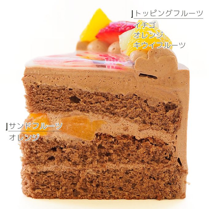 写真ケーキ フレッシュフルーツ三種デコレーション 生チョコクリームショートケーキ 6号 18cm choco-6-p2 6