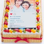 インスタ風写真ケーキ L ビスキュイ付フレッシュフルーツ乗せ生クリームショートケーキ 36×21cm birthdaygram-big 4