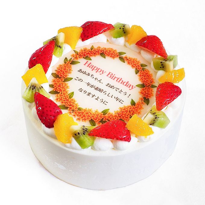 【卵不使用 メッセージケーキ】アレルギー対応誕生花ケーキ 生クリーム 4号 12cm cream-4-flower-noegg 2