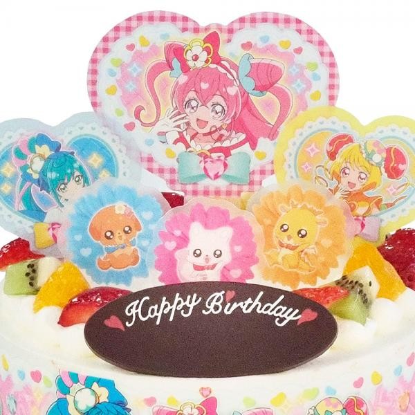 キャラデコパーティーケーキ デリシャスパーティ プリキュア 生クリーム 5号 バースデーケーキ 誕生日ケーキ  4～6名様用 フルーツ キャラクター 子供 女の子 冷凍 チョコプレート付   cd-prec-22-cream  5