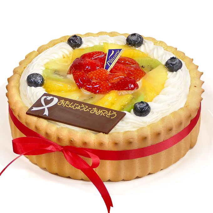 ビスキュイ付フレッシュフルーツ乗せ生クリームショートケーキ 5号 15cm cream-5-b 1