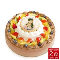 写真ケーキ ダブルタワーショートケーキ 8号24cm＋4号12cm double-tower-cookie