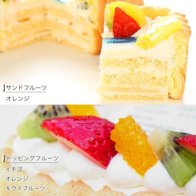 インスタ風写真ケーキ L ビスキュイ付フレッシュフルーツ乗せ生クリームショートケーキ 36×21cm birthdaygram-big 6