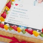 インスタ風写真ケーキ L ビスキュイ付フレッシュフルーツ乗せ生クリームショートケーキ 36×21cm birthdaygram-big 5