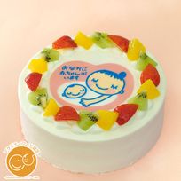 マタニティケーキ フレッシュフルーツ三種デコレーション 生クリームショートケーキ 4号 12cm cream-4-mater