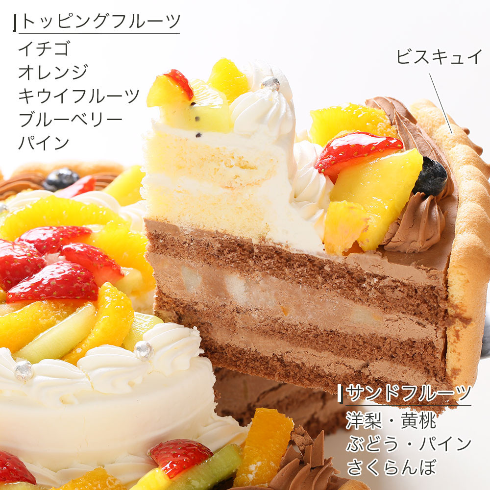 写真ケーキ ビスキュイ付ダブルタワーショートケーキ 8号24cm＋4号12cm