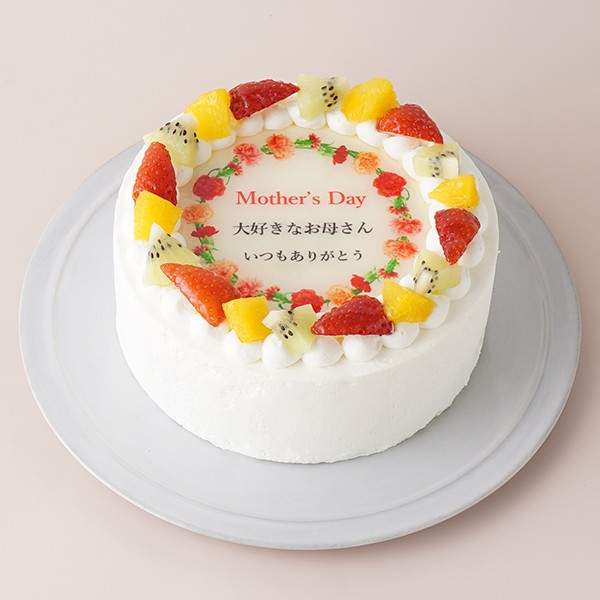 母の日ケーキ 母の日カーネーション メッセージプリントフルーツデコレーションケーキ 4号 12cm cream-4-mother 1