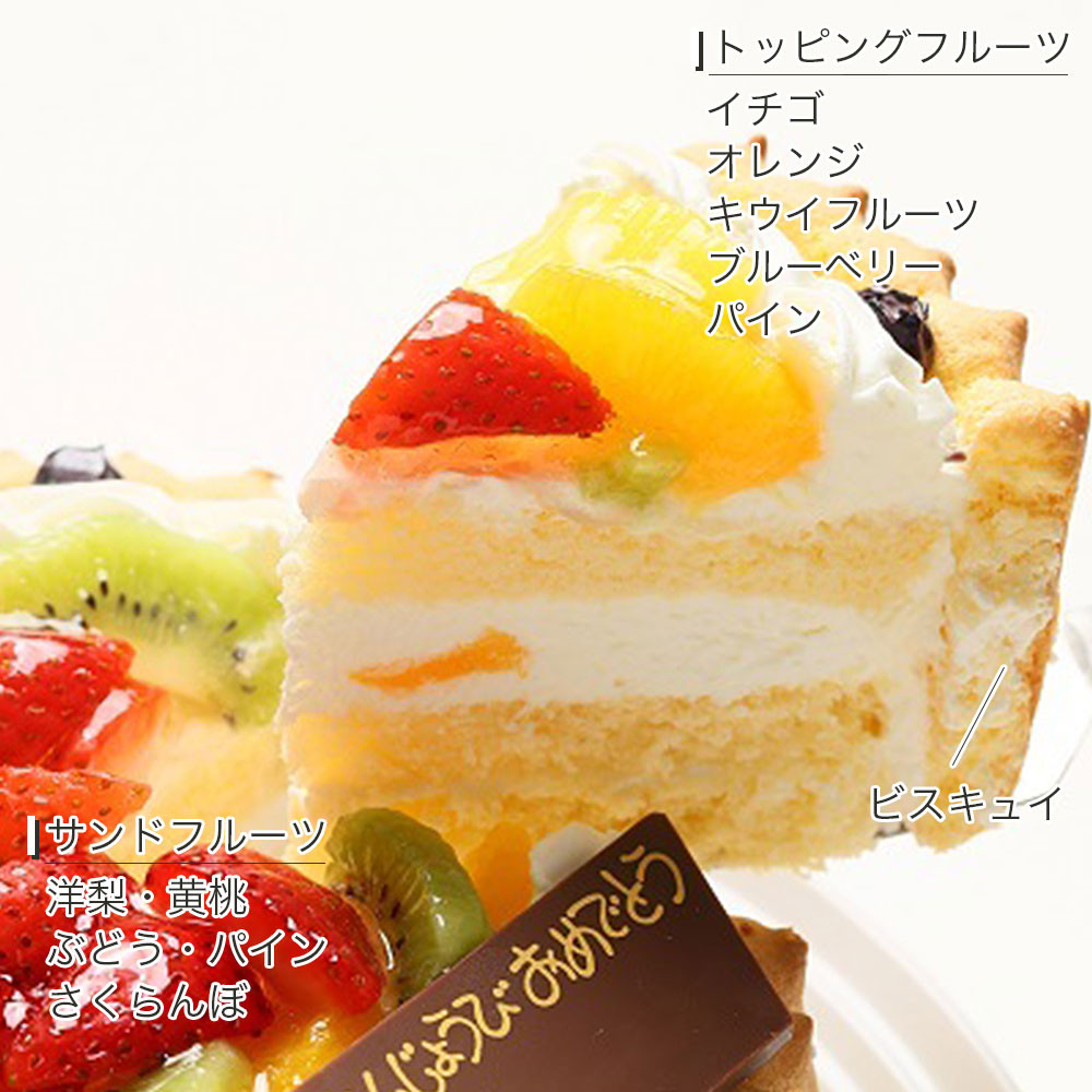 ビスキュイ付フレッシュフルーツ乗せ生クリームショートケーキ 8号 24cm cream-8-b（CAKE EXPRESS） | Cake.jp