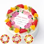 誕生日花ケーキ メッセージプリント フレッシュ生クリームのフルーツデコレーションケーキ 6号 18cm cream-6-flower 1