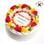 アレルギー対応 卵不使用 母の日カーネーションケーキ メッセージプリント フレッシュ生クリームのフルーツデコレーションケーキ 5号 15cm cream-5-mother-noegg  1