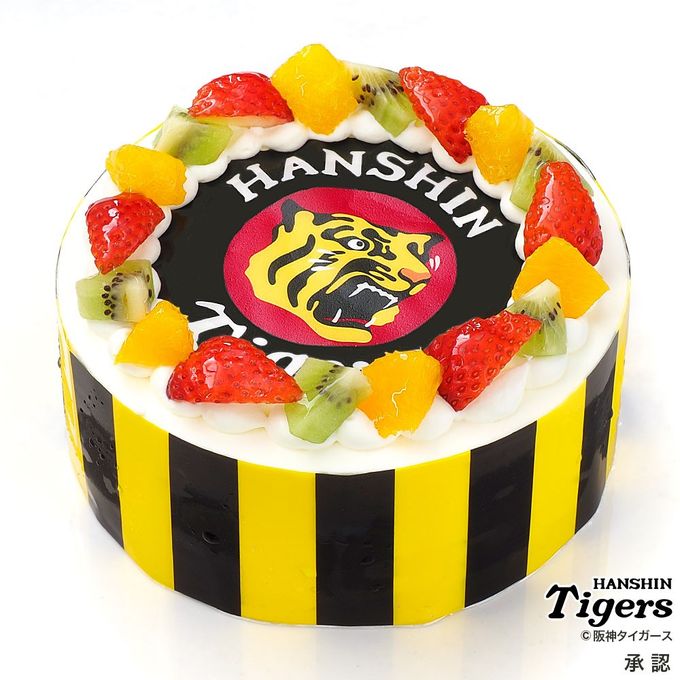 阪神タイガース承認タイガースケーキ フレッシュフルーツ三種デコレーション 生クリームショートケーキ 5号 15cm cream-5-tigers こどもの日2026 1