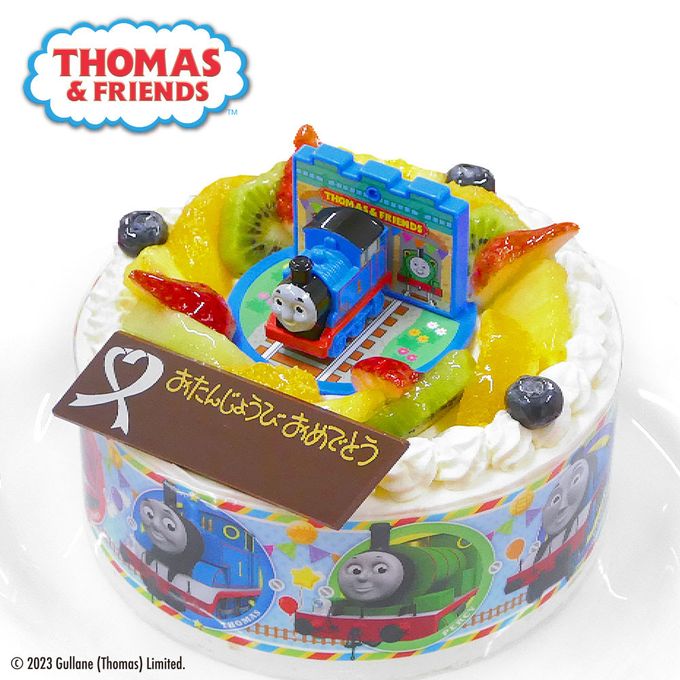 キャラデコお祝いケーキきかんしゃトーマス 生クリームショートケーキ 5号 15cm cd-thomas-cream 1