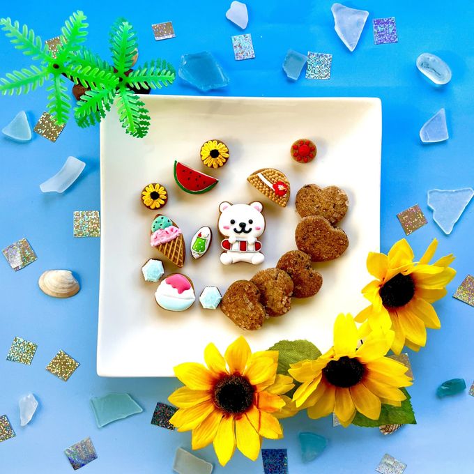 【ラッピング済み】★シロクマくんの夏休み缶★カラフルで可愛いアイシングクッキー＆ザクザククッキー 2