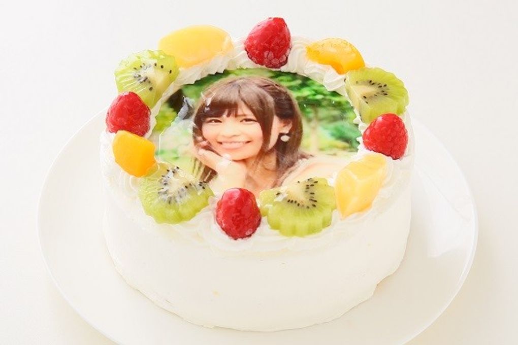写真ケーキ丸形生クリーム 8号【送られてきた画像を色鉛筆画に編集できます】 24cm 2