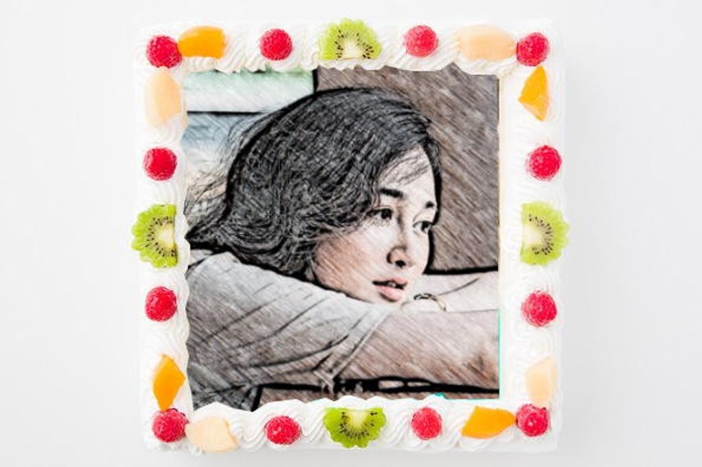 【12～14名様向け】大型写真ケーキ角型生クリーム 27cm×27cm  3