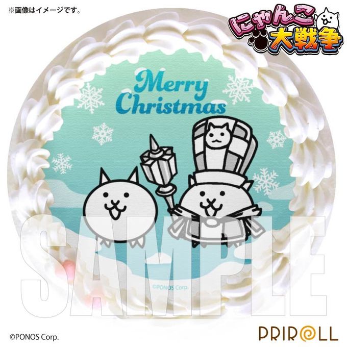 【限定キラキラ缶バッジ付き】Xmasプリケーキ2025（ねこ僧侶＆ネコ）【特典缶バッジ付き】[にゃんこ大戦争]5号 15cm 1