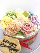 お花いっぱいのケーキ【にじいろのしあわせ】(チョコ)５号 卵、乳、小麦不使用 天然色素