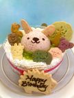 ぼくのわたしの☆たのしいどうぶつえん【選べるケーキトップ♪(うさぎいちごムース、くまプリンムース)】(白いふんわりデコ)４号 3
