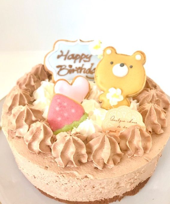 ★夢のアイシングクッキーのチョコケーキ{くま}★【卵・乳・小麦・アーモンド不使用 】4号 12cm 1