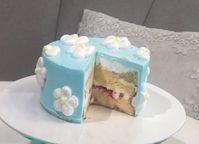 お花柄ケーキ水色4号 2