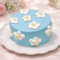 お花柄ケーキ水色4号