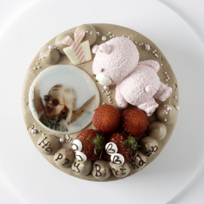 クマさんといちごの写真ケーキ(^^♪ チョコ生クリーム 6号 1