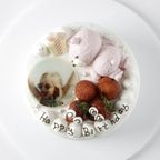 クマさんといちごの写真ケーキ(^^♪ 生クリーム 5号 4
