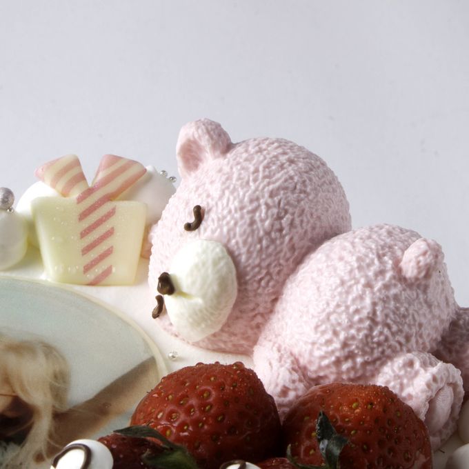 クマさんといちごの写真ケーキ(^^♪ 生クリーム 6号 2