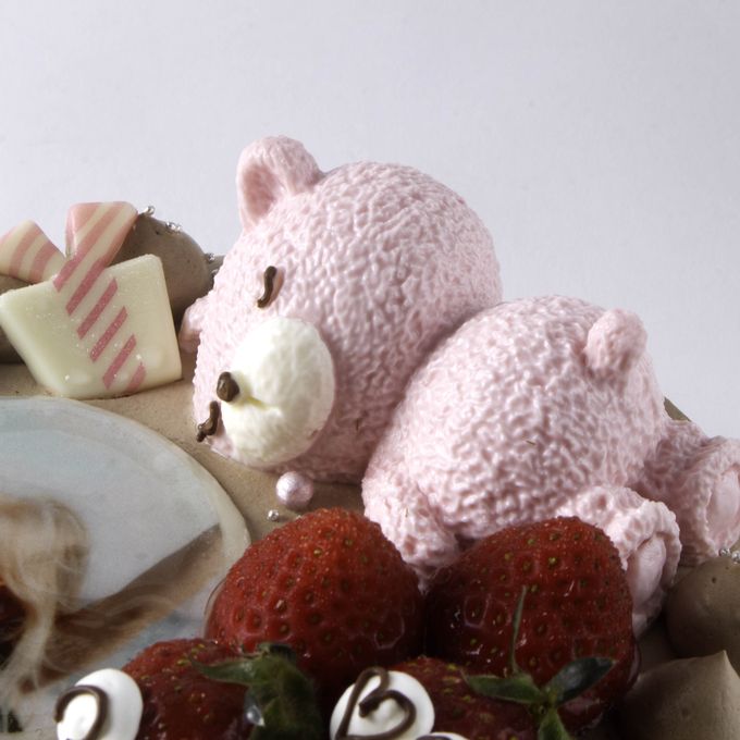 クマさんといちごの写真ケーキ(^^♪ チョコ生クリーム 6号 4