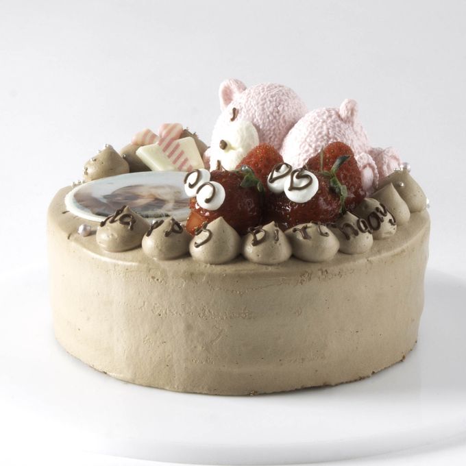 クマさんといちごの写真ケーキ(^^♪ チョコ生クリーム 6号 3