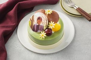 ホワイトチョコと小豆の抹茶金時風ケーキ 写真ケーキ ガトー抹茶 6号 18cm