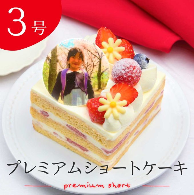 写真ケーキ プレミアムショートケーキ 3号 9cmx9cm 2