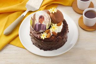完熟バナナとビターチョコのムースタルト 写真ケーキ ショコラバナーヌ 6号 18cm