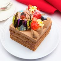 苺の生チョコショートケーキ 写真ケーキ プレミアムショートショコラ 3号 9cmx9cm